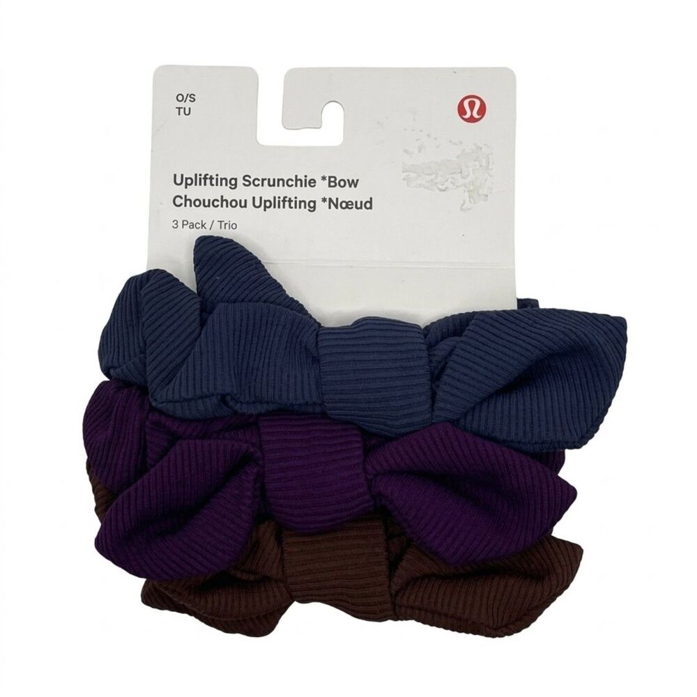 NWT Lululemon Uplifting Scrunchie Bow 3-Pack Blue Java Magenta SHLB JAVA DMMG